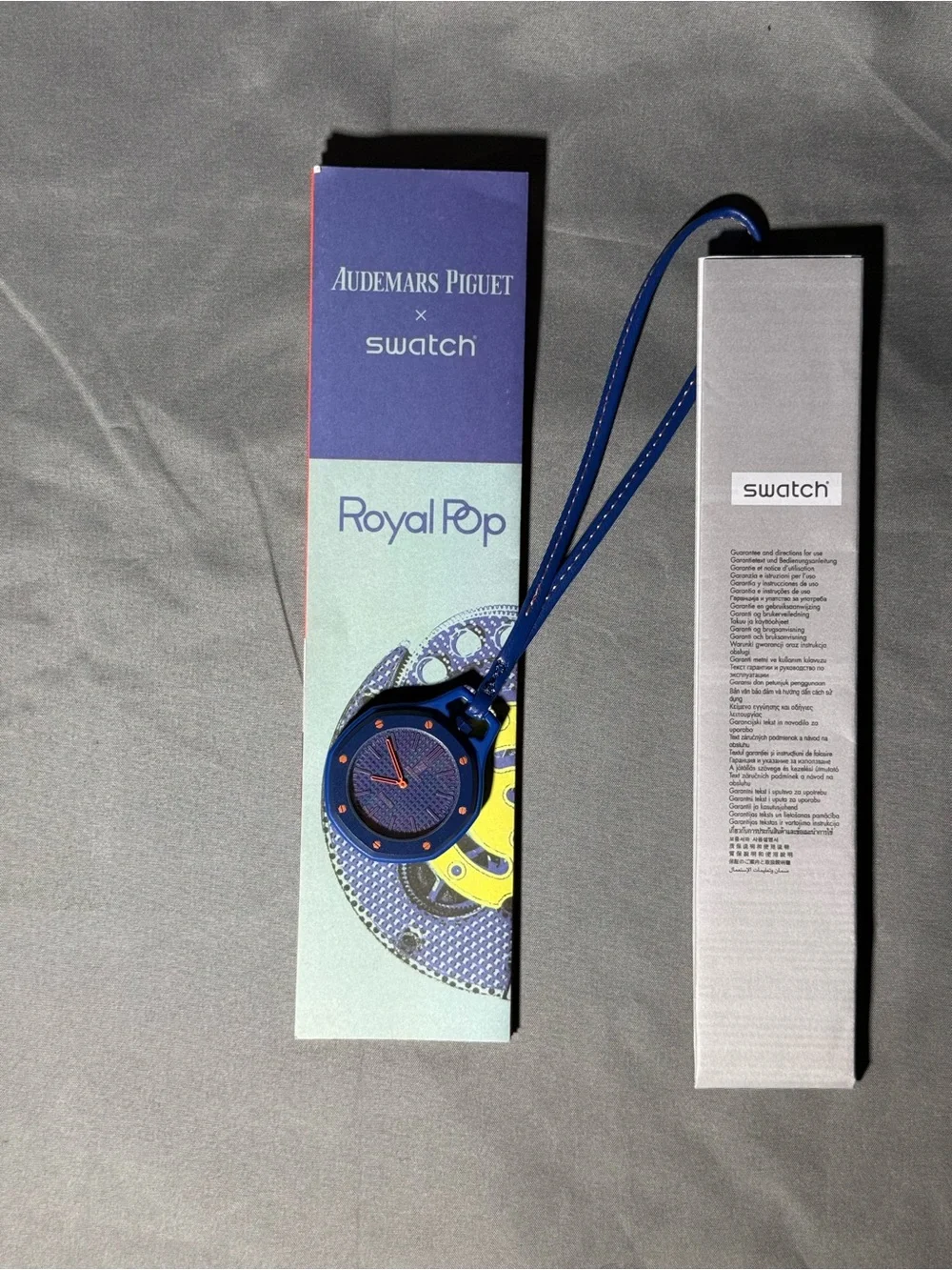 Swatch Royal Pop Blue Pendant Watch with Orange Accents